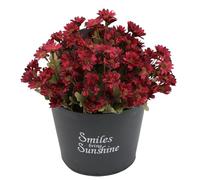 Booneb Mums - Shinejoyat - Fleurs artificielles au coucher du soleil - Imperméables, coupe-vent, fausses marguerites d'automne avec eucalyptus - Aspect réel - Pleine E - 5 pièces