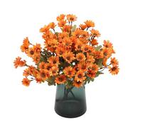Booneb Mums - Shinejoyat - Lot de 10 fleurs artificielles au coucher du soleil - Imperméables, coupe-vent, fausses marguerites d'automne avec eucalyptus - Aspect réel - Pleine (C)