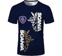 BOONEE Tee Shirt Homme Scania à Manches Court, T Shirt à Manches Courtes Doux Cotton, Tshirt Col Rond Cadeau Homme Original-Blue||L