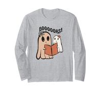 Booooks Reading Reading Ghosts Book Lover Halloween Graphic Manche Longue