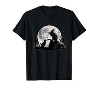 Boop Sorcière et Chat | Silhouette d'halloween Amusante Lune T-Shirt
