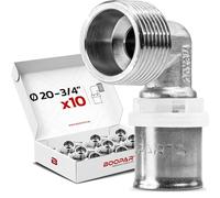 BOOPARTS - 10 pièces - raccord multicouche à sertir -Raccord coudé mâle à sertir multicouche Ø20-3/4" (20/27) profil TH - pour tubes multicouches.