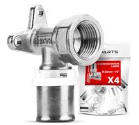 BOOPARTS - 4 pièces - Console murale à sertir - raccord coude male à sertir - raccord à sertir multicouche Ø20-1/2" (15/21) contour TH - pour raccorder un tube multicouche de diamètre 20