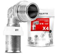 BOOPARTS - 4 Pièces - Coude Mâle à Sertir Ø16-1/2" (15/21) | Raccord Multicouche Contour TH | Raccord Plomberie Coudé Étanche pour Chauffage et Eau Sanitaire