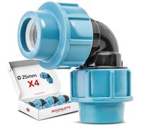 BOOPARTS - Raccord de Plomberie Coudé Polypropylène (PP) à Visser D.25mm | Coude PE pour Arrosage, Irrigation & Réseau d'Eau | Lot de 4