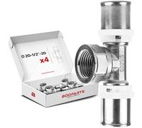 BOOPARTS - Té Femelle à Sertir Ø20-1/2"-Ø20 | Raccord Multicouche Profil TH pour Tubes PER, PEX et Multicouche | Plomberie et Sanitaire | Lot de 4