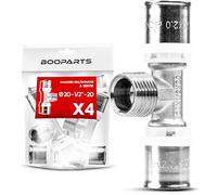 BOOPARTS - Té Mâle à Sertir Ø20-1/2"-Ø20 | Raccord Multicouche Profil TH pour Tubes PER, PEX et Multicouche | Plomberie, Chauffage et Sanitaire | Lot de 4