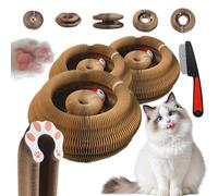 Boopz Ball for Cats,Kitty Curls Cat Scratcher,Flexible Curls Cat Scratcher to Indoor Cats,Foldable Accordion Magic Organ Scratch Board Toy with Bell Balls & Track Adventure (3pcs)