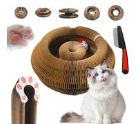 Boopz Ball for Cats,Kitty Curls Cat Scratcher,Flexible Curls Cat Scratcher to Indoor Cats,Foldable Accordion Magic Organ Scratch Board Toy with Bell Balls & Track Adventure (1pcs)