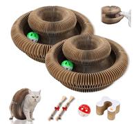 Boopz Balle pour chat, griffoir flexible avec clochette et piste d'aventure, jouet magique pour chat organe magique à griffer, exercice physique mental interactif et transformable pour chat (2 pièces)