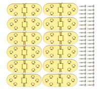 Booramy Lot de 12 charnières pliantes en alliage de zinc à 180 degrés - Charnières à bord rond - Charnières de meubles pour table, armoire, porte, meubles (doré)