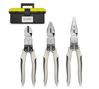 BOOSDEN Ensembles de Pinces,3 Pièces, 203mm Pince Universelle, 203mm Pince Coupante, 228mm Pince à Bec Long,avec outils portatifs Étuis de ceinture