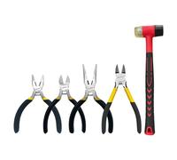 BOOSDEN Lot de 5 petites pinces, 1 marteau en caoutchouc de 25 mm, 1 coupe-fil de 12.7 cm, 1 pince de ligne de 12.7 cm, 1 pince de travail pour la fabrication de bijoux ou les outils de bricolage