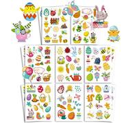 BOOSHMall 16 Feuilles Autocollants de Pâques, Stickers Paques, Gommette Pâques pour Enfant, Décorations de Pâques, Oeuf Poule, Lapin, Fleur