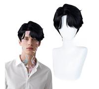 BOOSHMall Hunters Perruque Anime Costume Cospla, Mystery Boygroup Jinu Perruques pour hommes, 6 pièces Demon Purple Hunter Tatouages Temporaires Accessoires Carnaval Fête