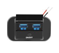 Booso 1 Pièce de Prise de Chargeur Double USB PD Type C Noir en ABS 12V/24V, Adaptateur d'alimentation QC3.0 Modifié avec Bouton Marche/Arrêt pour Voiture, Bateau, Camping-Car