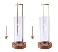 Booso 2X Porte-Encens, Porte-Encens, BrûLeur D'Encens Volant avec Verre, Plateau en Bois AntidéRapant et Support pour Bâtons D'Encens en Laiton