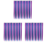 Booso 39 Pièces Colorées Met en ÉVidence le Clip Coloré dans les Extensions de Cheveux 55 cm Postiches Synthétiques Droits, Violet + Bleu