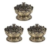 Booso 3X Brûleur D'Encens Support D'Encens de Fleur de Lotus Encensoir Fait à la Main pour Bouddhiste Décoration de Bureau Maison