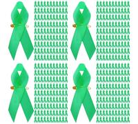 Booso 400 PièCes de Sensibilisation de Satin ÉPinglettes Rubans en Tissu avec ÉPingles de SûReté pour Femmes (Vert)