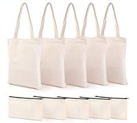 Booso Ensemble de fourre-tout en toile avec fermeture éclair - Réutilisables, beige