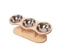 Booso Gamelles Surélevées pour Chat avec 3 en Acier Inoxydable Gamelles Surélevées pour Chat pour Nourriture et Eau Gamelle Surélevée Inclinée à 15 Degrés pour Animaux de Compagnie