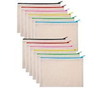 Booso Lot de 12 trousses de maquillage avec fermeture éclair - En - Pour le bricolage, beige