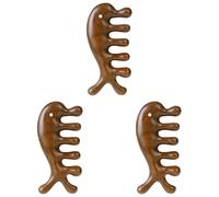 Booso Lot de 3 peignes de massage pour cuir chevelu en bois de santal vert à dents larges Outil d'acupression Portable Outils de massage en bois pour le visage