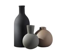 Booso Lot de 3 Vases en Céramique, Décoration D'Intérieur, Vase Rustique, Décoration de Ferme, Vases pour Bouquet, Herbe de la Pampa, Fleurs Fraîches Séchées