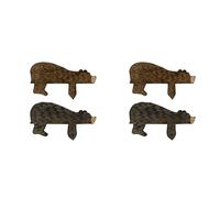 Booso Lot de 4 décorations de porte ours en bois pour décoration de porte en forme d'ours mignon dans votre coin, statue d'art en bois