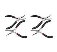 Booso Lot de 4 pinces à bec courbé et pinces à bec rond pour travaux manuels et réparations, fournitures de fabrication de bijoux