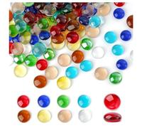 Booso Mini pierres précieuses en verre, pierres Mancala de couleurs mélangées à fond plat, perles en marbre pour décoration d'intérieur, artisanat, remplissage de vase, facile à utiliser