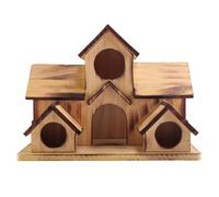 Booso Nichoir à oiseaux à suspendre, nichoir à oiseaux suspendu pour l'extérieur, 6 trous, nichoir en bois et décorations de cour