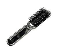 Booso Peigne et Miroir Pliables Portables 2 en 1 - Coussin D'Air en Diamant, Strass Bling, Brosse à Cheveux de Voyage Compacte et Outil de Maquillage