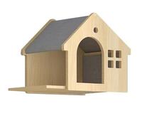 Booso Villa Panier mural pour chat en bois massif avec étagère murale A