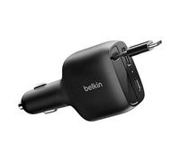 BOOST CHARGE - Adaptateur d'alimentation pour voiture - rétractable - 75 Watt - Fast Charge - 3 connecteurs de sortie (USB, 2 x USB-C) - noir