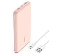BOOST CHARGE - Banque d'alimentation - 10000 mAh - 18 watt - 3 connecteurs de sortie (USB-C, 2 x USB) - rose gold