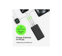 BOOST CHARGE - Banque d'alimentation - 20000 mAh - 15 Watt - 3 A - 3 connecteurs de sortie (24 pin USB-C, 2 x USB) - sur le câble : USB-C - noir
