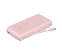 Belkin Batterie Externe (câble intégré, 20K, PD 30 W, Recharge Rapide USB-C Power Delivery, Chargeur Portable pour Tous modèles d’iPhone 16, iPad Pro, Galaxy S25, etc., Rose)