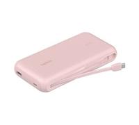 BOOST CHARGE - Banque d'alimentation - avec câble intégré - 20000 mAh - 30 Watt - PD - 3 connecteurs de sortie (2 x USB-C, USB) - Certifié MFI - rose