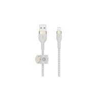 Belkin Câble USB‑A vers Lightning BoostCharge Pro Flex – à gaine tressée 1 m, certifié MFi, blanc
