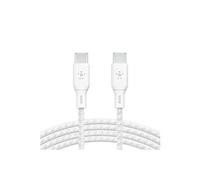 Belkin câble USB-C vers USB-C, Power Delivery 100 W, certification USB-IF 2.0, gaine tressée en nylon, cable USB C charge rapide pour iPhone 16, 15, iPad, MacBook, Galaxy S24, Pixel, etc., 2 m, blanc