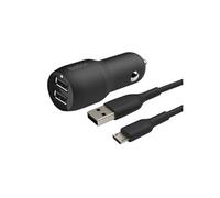 BOOST CHARGE Double chargeur - Adaptateur d'alimentation pour voiture - 24 Watt - 4.8 A - 2 connecteurs de sortie (USB) - sur le câble : Micro-USB -