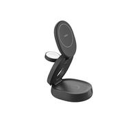 Belkin Station de Charge 3-en-1 Pliable, Chargeur Induction Compatible MagSafe, certifié Qi2, 15W, pour iPhone 16, 15, 14, Apple Watch, AirPods, Base antidérapante, Adaptateur 36W Inclus - Noir