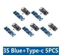 Boost de charge de batterie au lithium avec prise en charge Balchoses,charge rapide avec indicateur,USB,type C,BMS,15W,8.4V,12.6V,1,5 A,2S,3S - Type Blue type-c 5 pairs