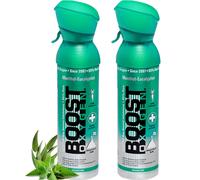 Boost Oxygen Oxygène pur en boîte – 10 litres Menthol Eucalyptus, 95 % d’oxygène pur dans deux canettes portables de 5 litres.