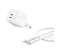 Belkin WCH019kq1MWH-B6 Chargeur Secteur Universel 50W GaN 2x USB-C Power Delivery, Protection Surtension/Surintensité, Câble 1m