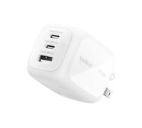 Belkin Adaptateur secteur BoostCharge Pro – GaN, 2x USB-C + USB, 70W, kit d'adaptateur de voyage