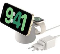 Boostcharge Pro Station De Recharge 2-En-1 Avec Qi2,15 W,Compatible Magsafe,Pour Iphone 17,Iphone Air,Pixelsnap,Apple Watch,Airpods,Adaptateur Secteur Inclus - Beige