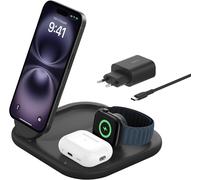Boostcharge Socle De Recharge 3-En-1 Aimanté Et Pliable Qi2, 15 W, Compatible Magsafe, Pour Iphone 17, Iphone Air, Pixelsnap, Apple Watch, Airpods, Adaptateur Secteur Inclus - Noir